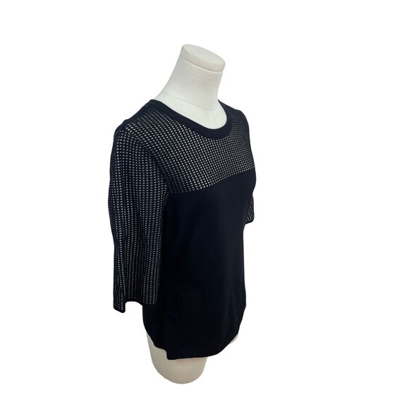 Rag & Bone Black Mesh Panel Short Sleeve Top Womens Size M - Picture 2 of 6